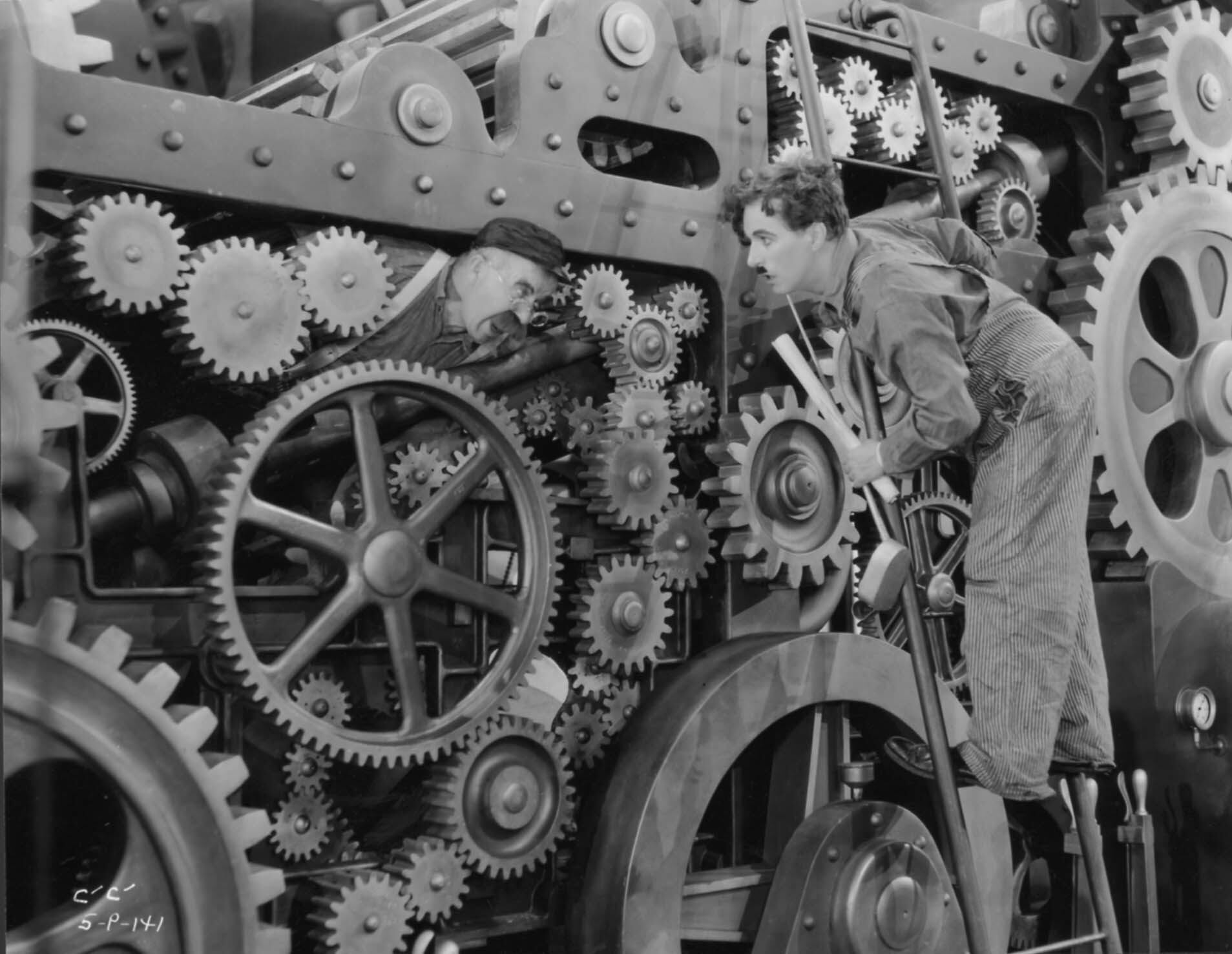 Fotografía de "Tiempos modernos" (1936). Crédito: Roy Export SAS. Cortesía de Cine Colombia.