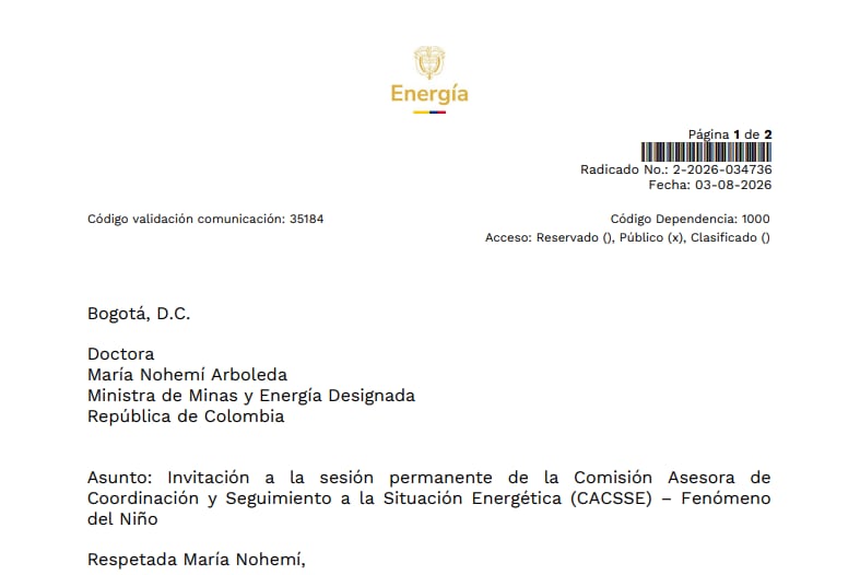 Carta de Edwin Palma a la ministra de Minas designada por Abelardo De La Espriella