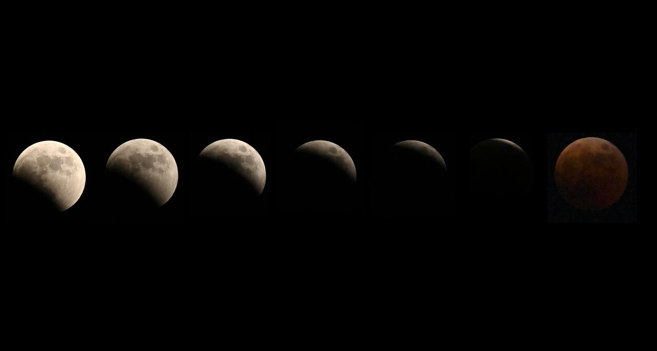 La Luna pasa por diversas fases hasta teñirse de color rojo durante un eclipse total como el que se apreciará en Colombia la noche del 5 de mayo.