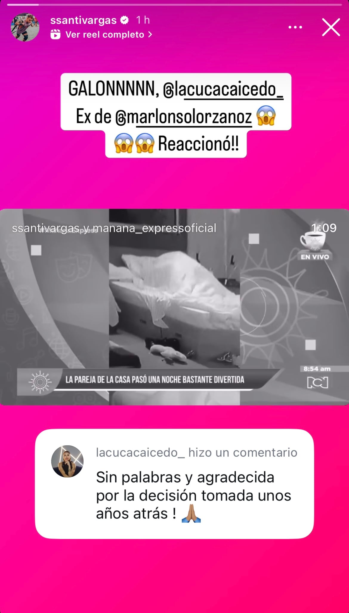 Cuca Caicedo, exnovia de Marlon de 'La casa de los famosos', reaccionó a amorío con Karina García.