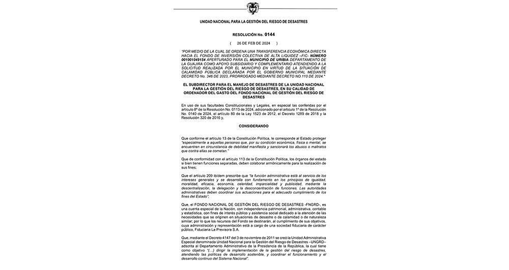 A raíz del escándalo nos congelaron 250.000 millones de pesos que habían sido destinados para la construcción del acueducto de Uribia. 