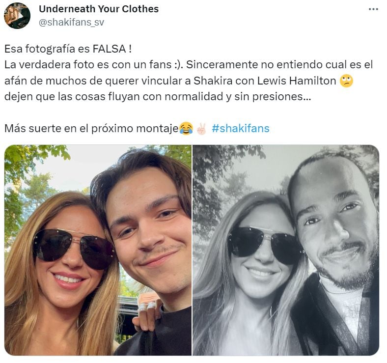 Foto falsa de Shakira y Lewis Hamilton causó revuelo en redes sociales.