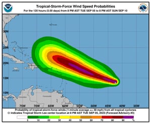 Lee es la 12da tormenta con nombre en la temporada de huracanes del Atlántico, la cual se extiende del 1 de junio al 30 de noviembre. Foto: NOAA