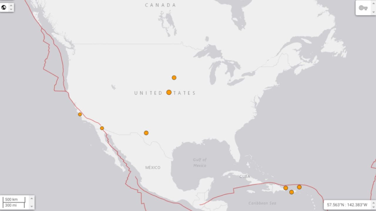 Mapa del Servicio Geológico de Estados Unidos sobre temblores este lunes, 11 de diciembre.
