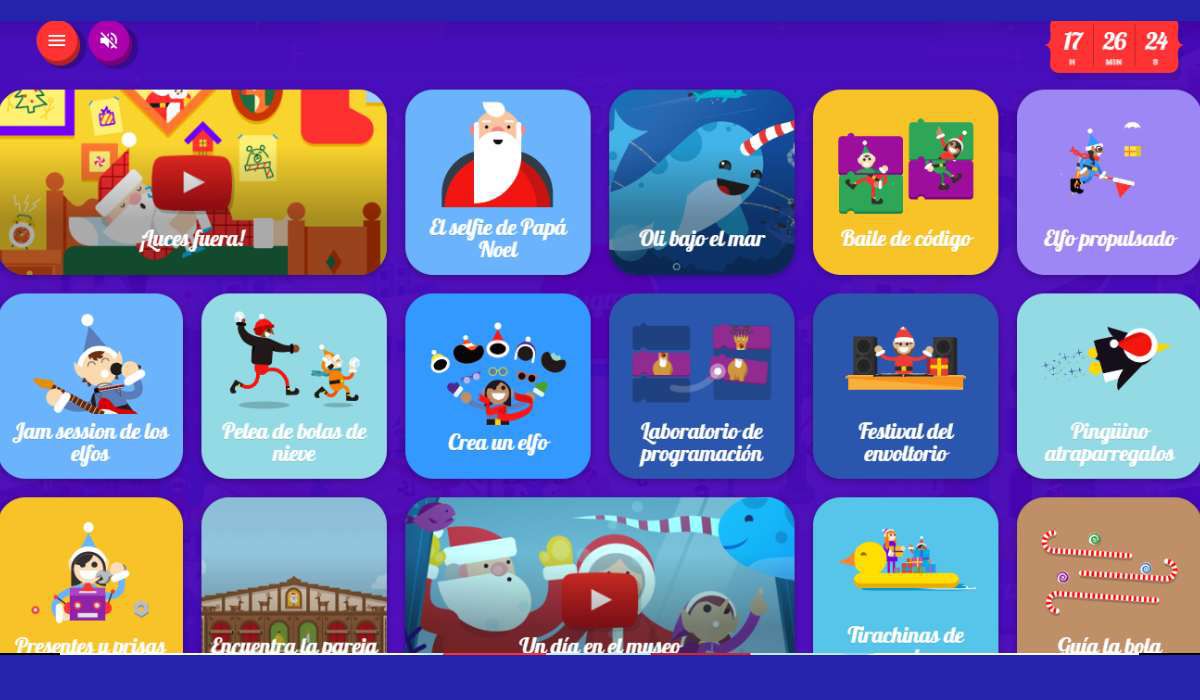 'Santa Tracker' de Google cuenta con varios minijuegos y actividades interactivas sobre Papa Noel.