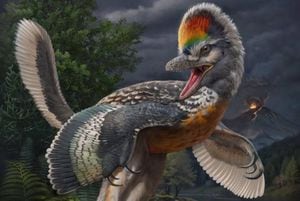 Reconstrucción de la vida del terópodo aviano Fujianvenator prodigiosus de 150 millones de años