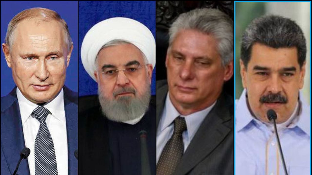 Vladimir Putin, presidente de Rusia; Hassan Rohani, presidente de Irán; Miguel Díaz Canel, presidente de Cuba, y Nicolás Maduro, Presidente de Venezuela.