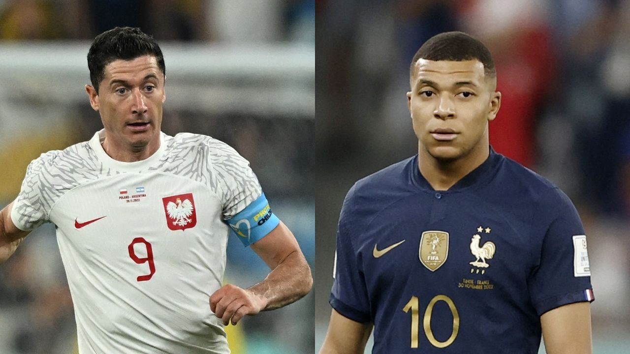 Kylian Mbappé y Robert Lewandowski. Qatar 2022. Foto: REUTERS/Dylan Martinez//REUTERS/Benoit Tessier
