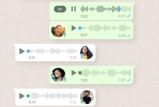 Mensajes de voz en un chat de WhatsApp.