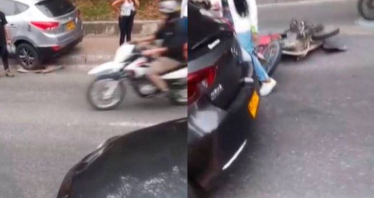 Accidente de tránsito en Medellín, provocado por dos presuntos ladrones.