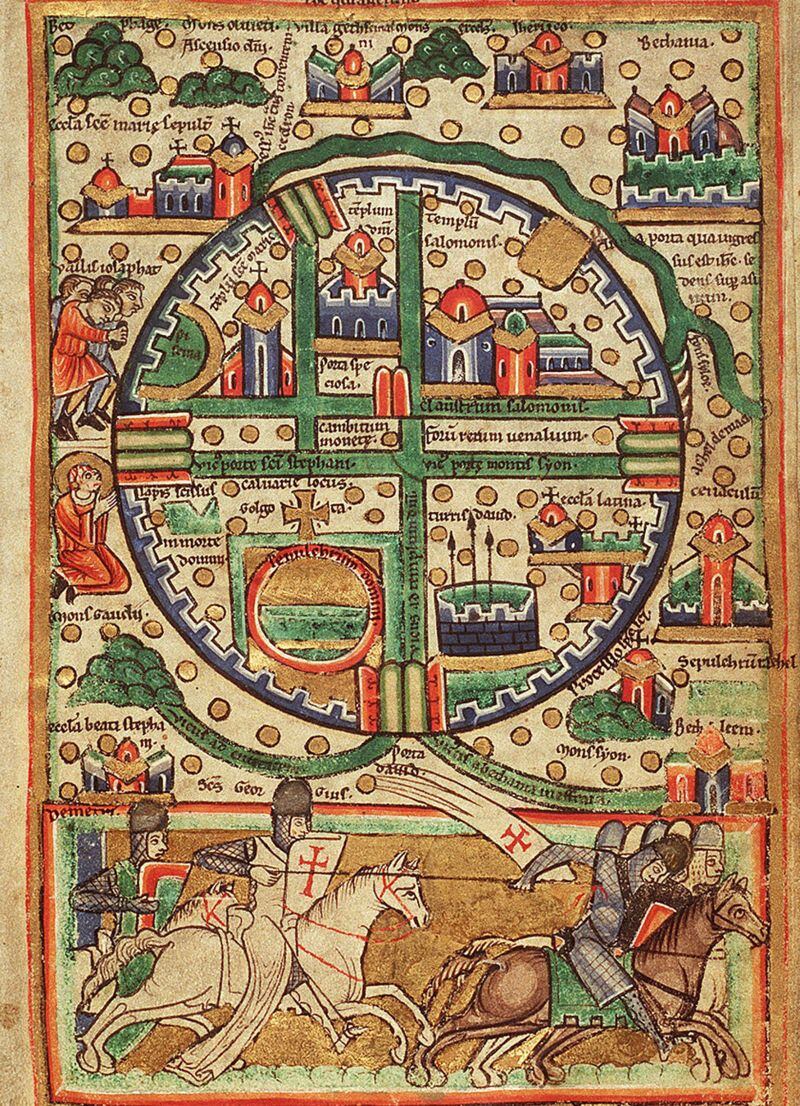 Mapa del Reino de Jerusalén del siglo XII.