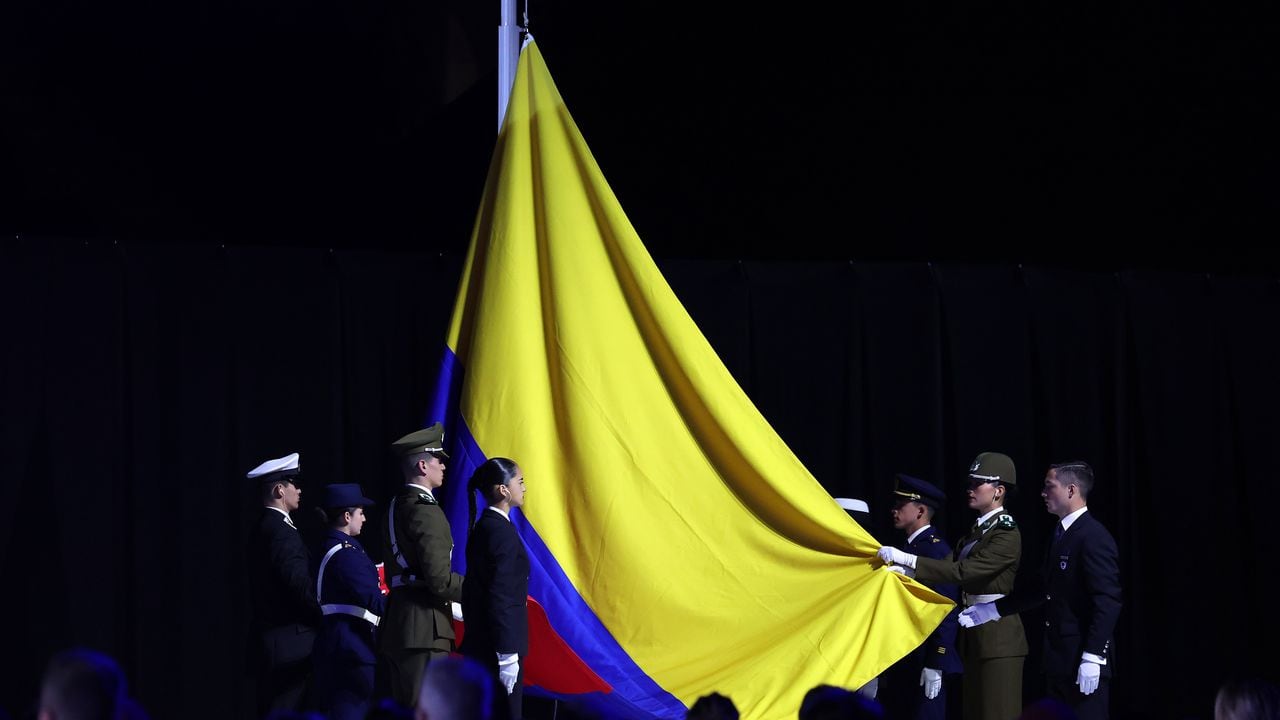 Bandera de Colombia en los Juegos Panamericanos de Santiago 2023.