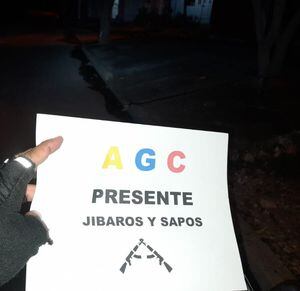 Panfleto AGC en Valledupar