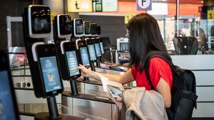 nueva tecnologia instalada en el aeropuerto El Dorado en Bogotá para la lectura digital para pasabordos e ingreso a migración
foto Diana Rey Melo
15 de enero del 2019