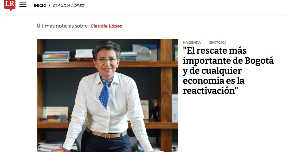 La alcaldesa Claudia López, en una entrevista en el diario La República