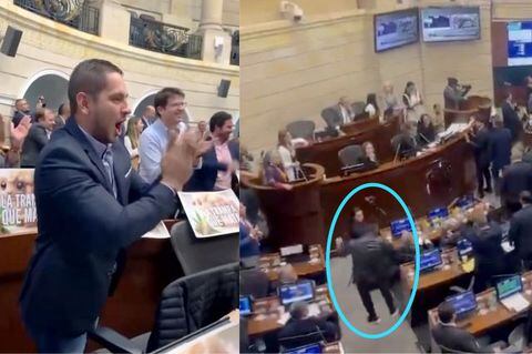 Celebración de los senadores Esteban Quintero y Jota Pe Hernández luego de la caída del proyecto que regulaba el uso de la marihuana recreativa