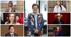 Nadia Blel, Ana Paola Agudelo, Honorio Henríquez, Martha Peralta, Alirio Barreras, Norma Hurtado y la ministra de Trabajo, Gloria Inés Ramírez.