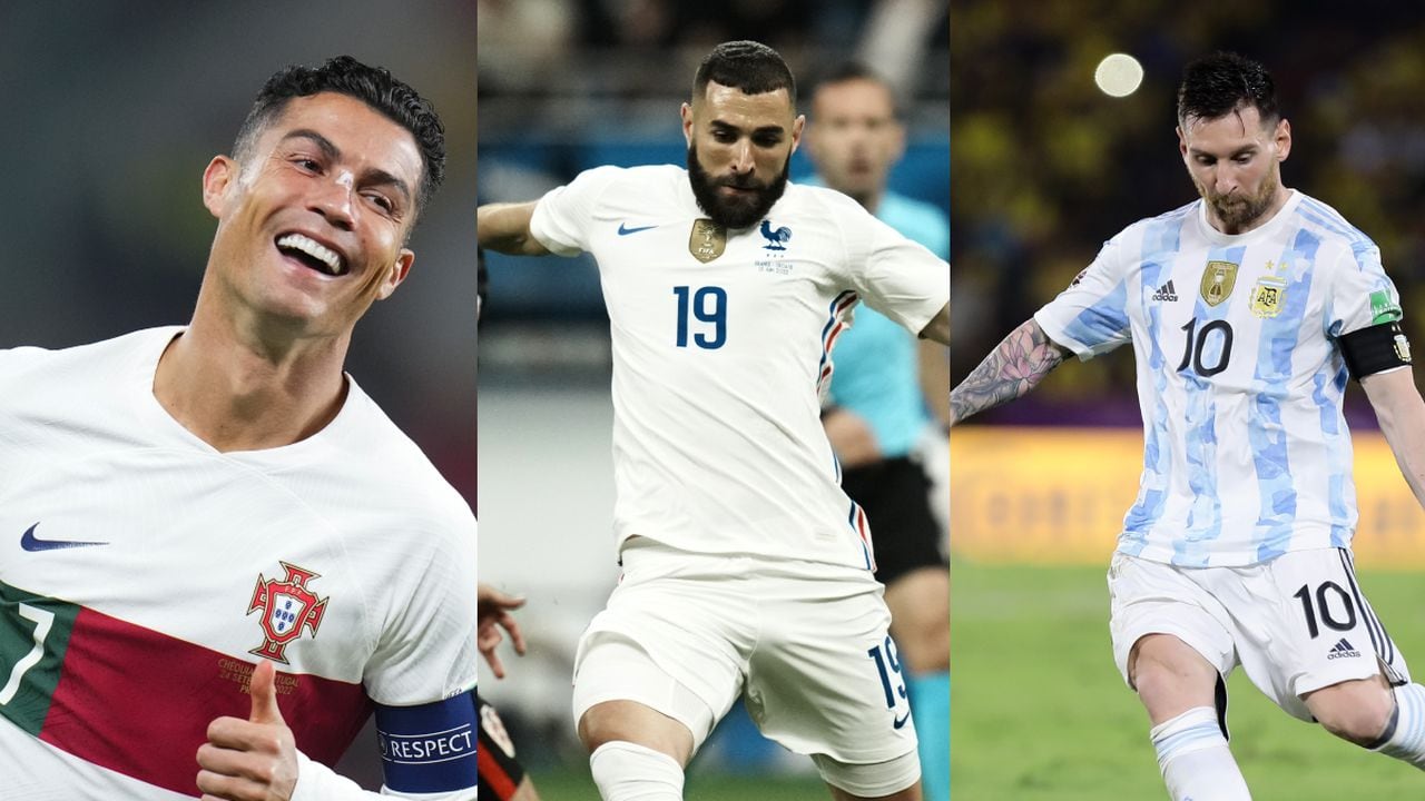Cristiano Ronaldo, Benzema y Messi. Foto: AP/Petr David Josek/Thibault Camus/Franklin Jacome