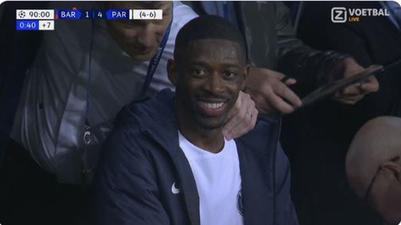 Dembélé sonríe luego de la victoria ante el Barcelona