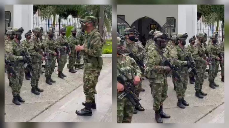 Comandante del Ejército, general Eduardo Zapateiro, da instrucción a los soldados sobre la militarización en Cali.