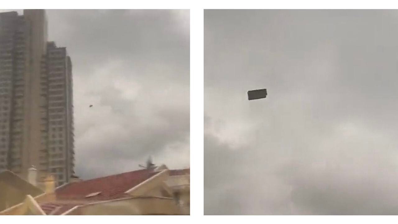 En video quedó registrado el instante en el que un sofá salió volando desde un edificio de 35 pisos Ankara, Turquía, como consecuencia de una fuerte tormenta.