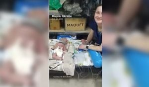 Hospital en Ucrania refugia a los recién nacidos en una zona antibombas en la planta baja del edificio.