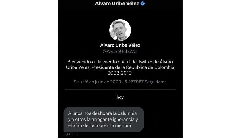 Así le respondió de manera privada el expresidente Álvaro Uribe a Miguel Ángel del Río