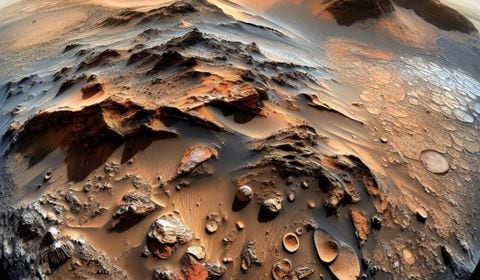Ilustración de la superficie de Marte, creada con inteligencia artificial.