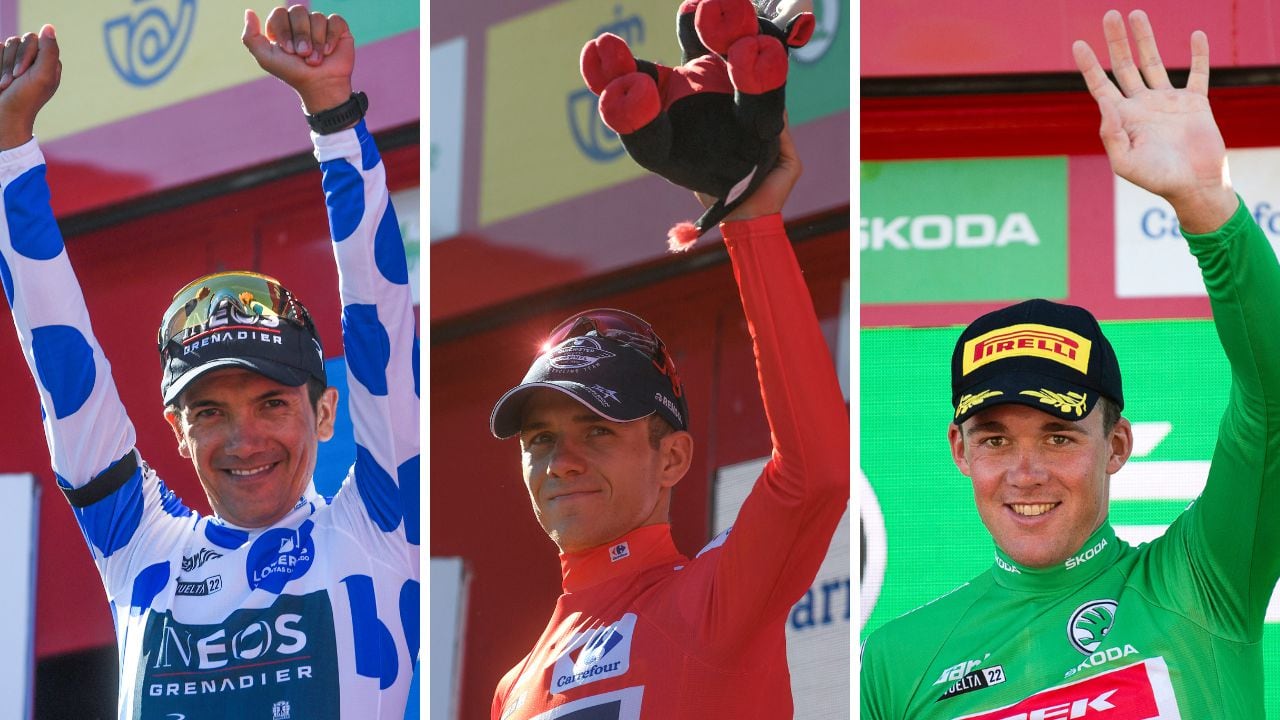 Carapaz, Evenepoel y Pedersen, tridente de ganadores en la Vuelta a España 2022.
