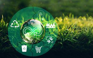 Concepto de economía circular. Eliminar los residuos y la contaminación. Compartir, reutilizar, reparar, renovar y reciclar materiales y productos existentes tanto como sea posible.