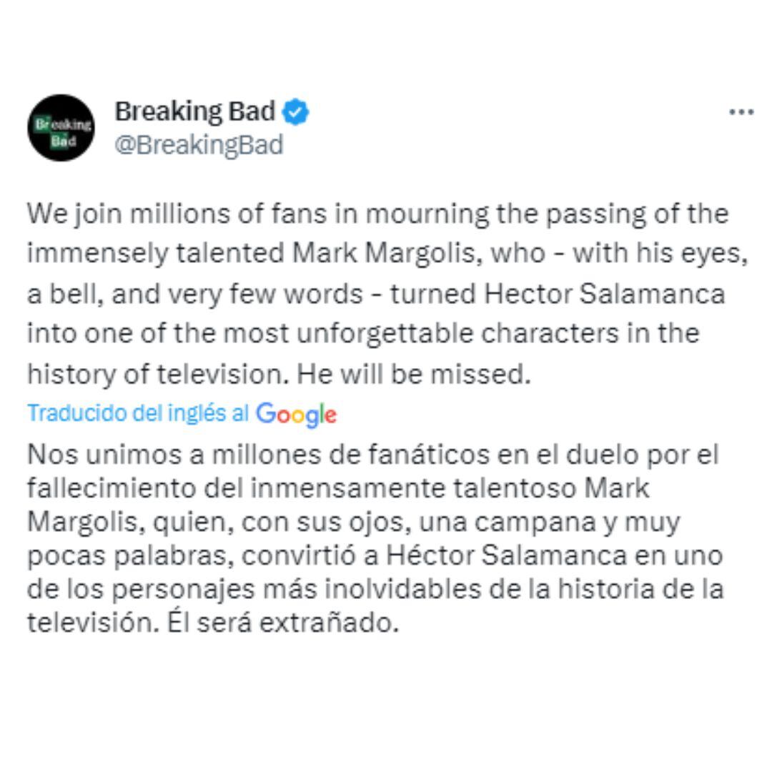 Comunicado de la página oficial de Breaking Bad