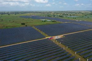 La vista de la granja solar La Sierpe, en San Benito Abad, muestra la dimensión de los avances que ha tenido Colombia en transición energética.