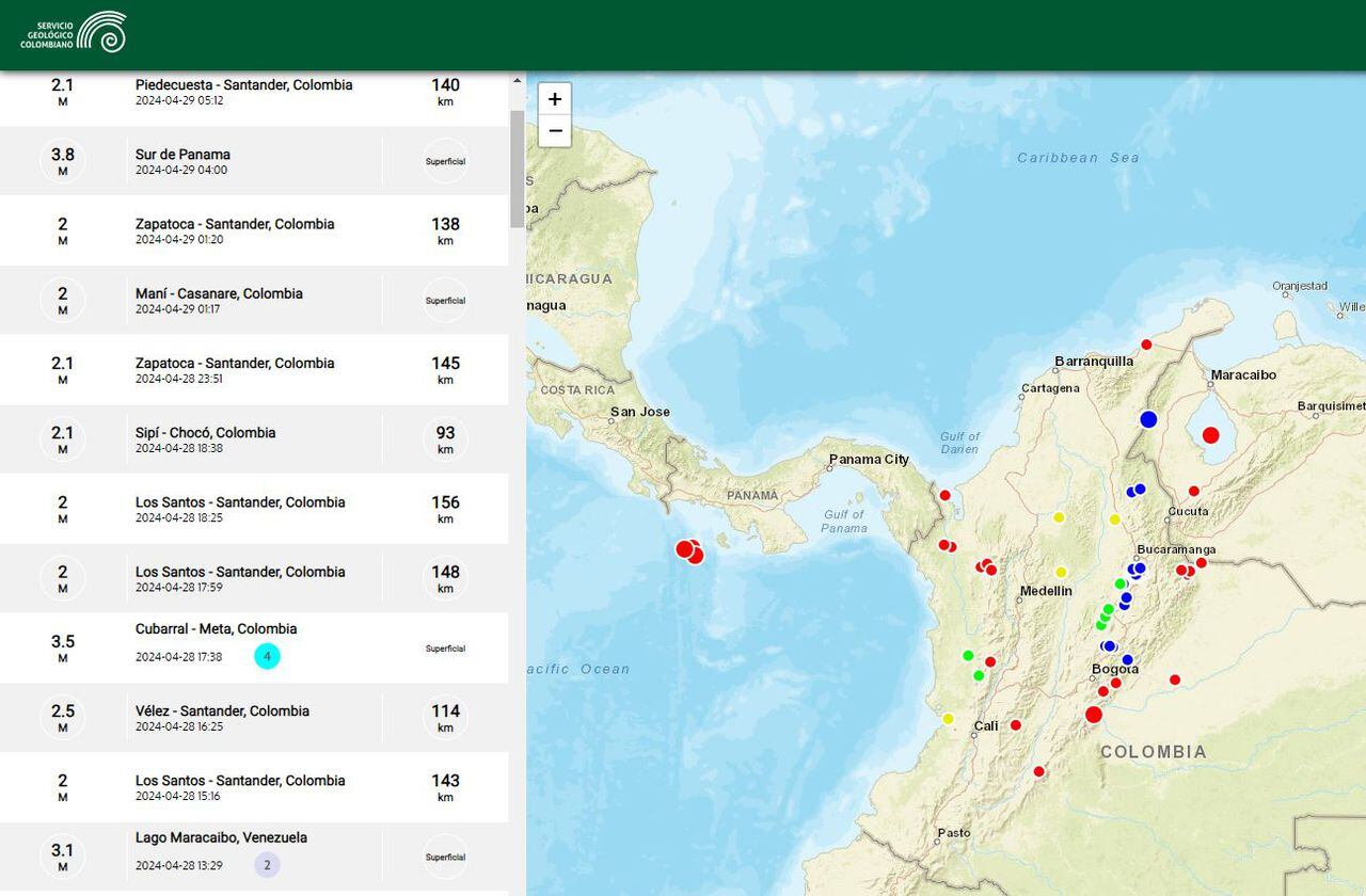 El SGC registra en tiempo real la actividad sísmica en Colombia.