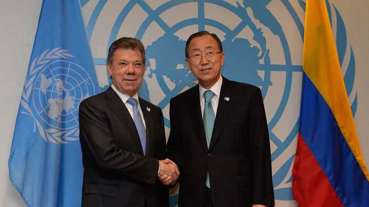 Presidente Juan Manuel Santos y el secretario general de la ONU Ban Ki-Moon.
