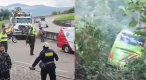 Un bus cayó al abismo en la vía Bogotá-La Vega