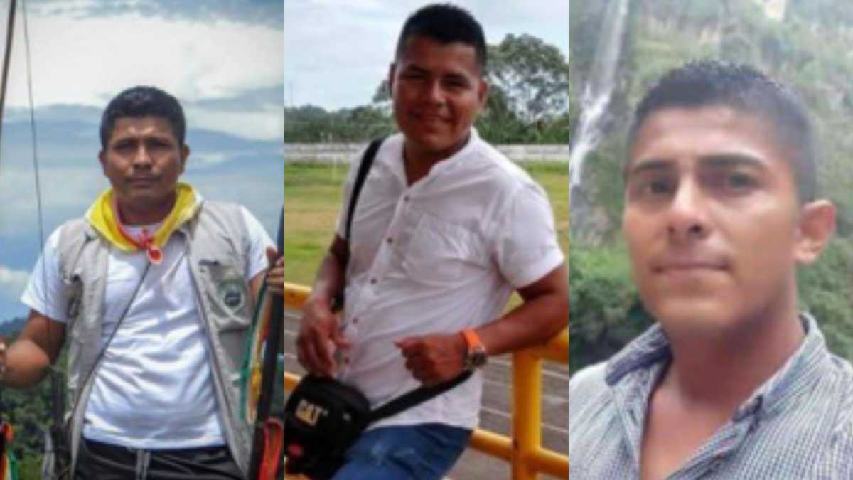 Juan Orlando Moreano, John Faver Nastacuas y Carlos José García fueron asesinados el domingo 3 de julio en Nariño.