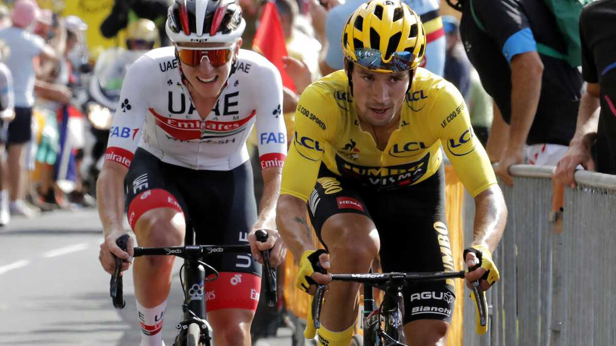 Pogacar y Roglic en la etapa 13 del Tour de Francia.