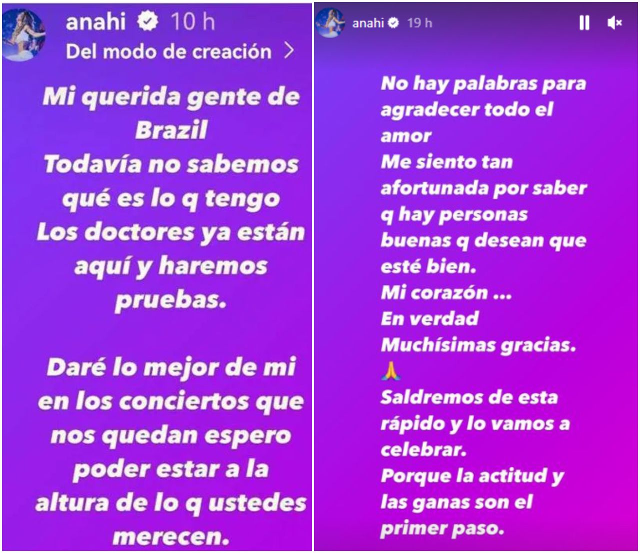 Anahí se pronunció por medio de historias en Instagram tras abandonar el concierto en Brasil