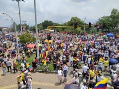 Sector de Puerto Rellena durante las marchas de este 1 de mayo en Cali, por el Día del Trabajo y en apoyo al gobierno de Gustavo Petro.