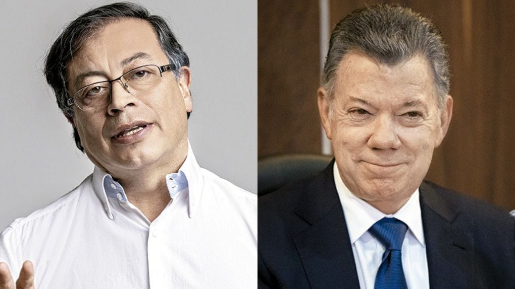 Gustavo Petro y Juan Manuel Santos.