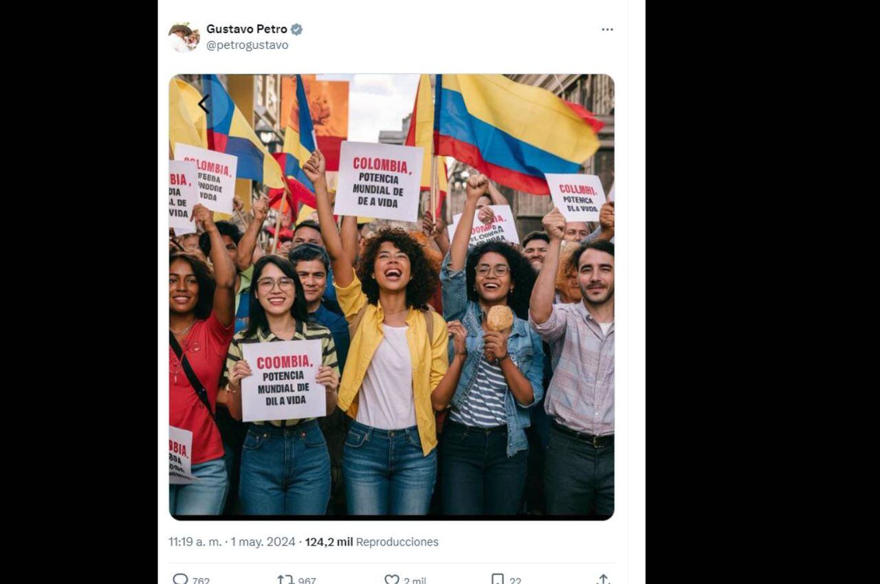 Gustavo Petro publica fotos creadas con IA para convocar marchas en el día del trabajo y en redes le cuestionan.