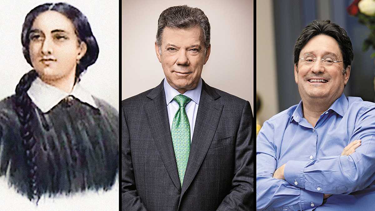 El expresidente Juan Manuel Santos y el exvicepresidente Francisco Santos, que son primos, figuran en la prole de José María Santos Plata, hermano de la heroína Antonia Santos, fusilada por patriota. 