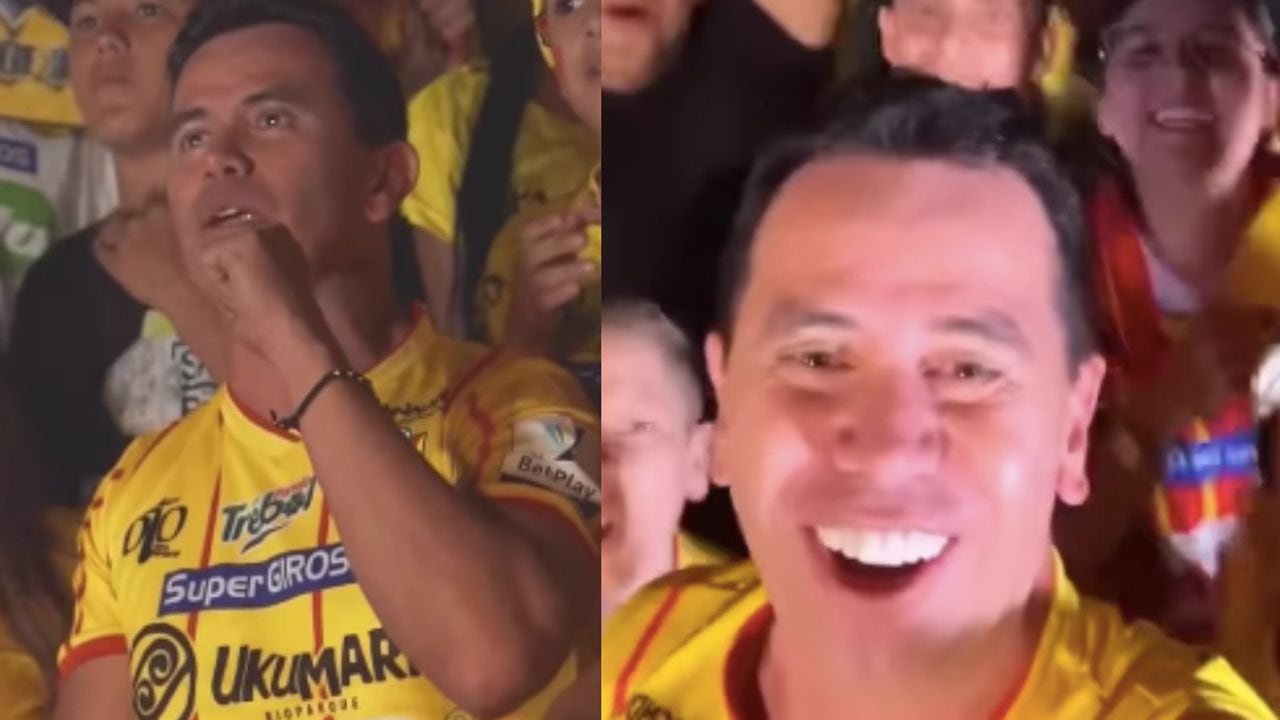 Jhonny Rivera junto a la hinchada del Pereira.