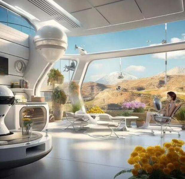 Así se verían las casas del futuro, según una IA. Esta sería la sala de descanso.