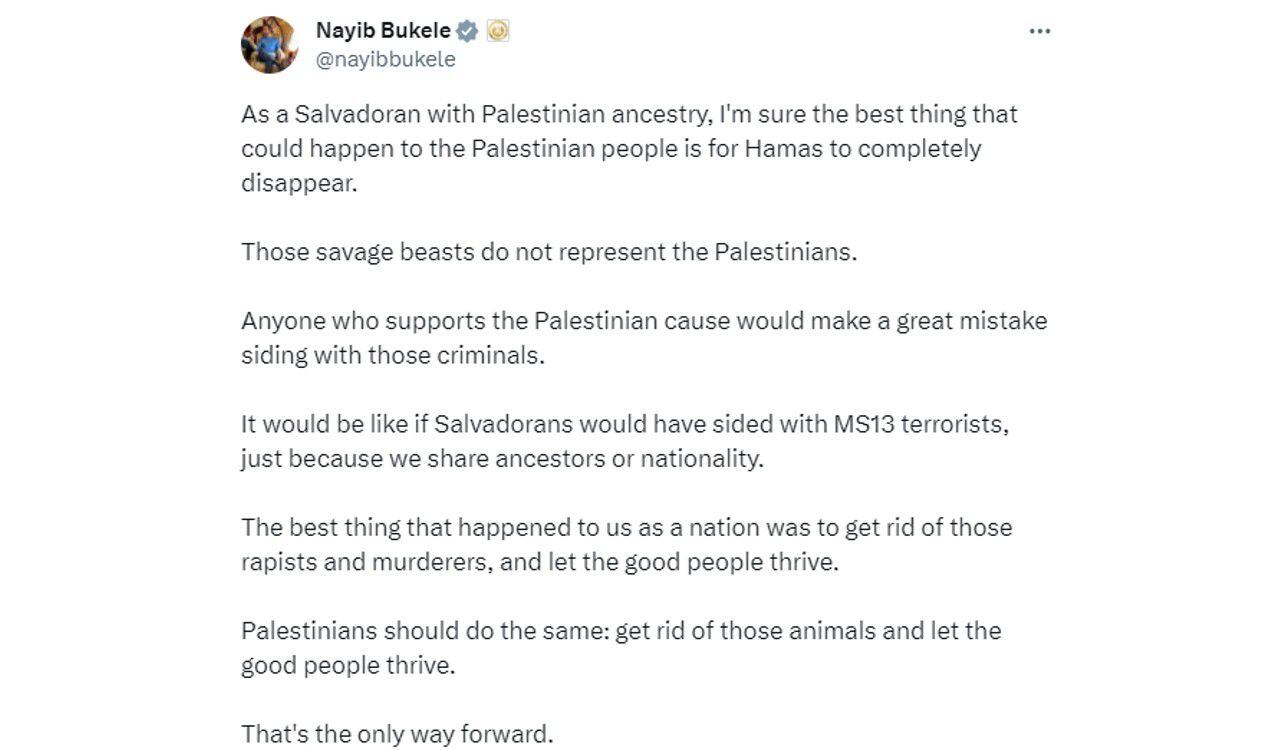 Así se pronunció el presidente de El Salvador, Nayib Bukele, sobre el nuevo conflicto que estalló entre Israel y Palestina