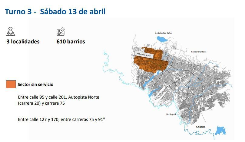 Así serán los cortes de agua en Bogotá