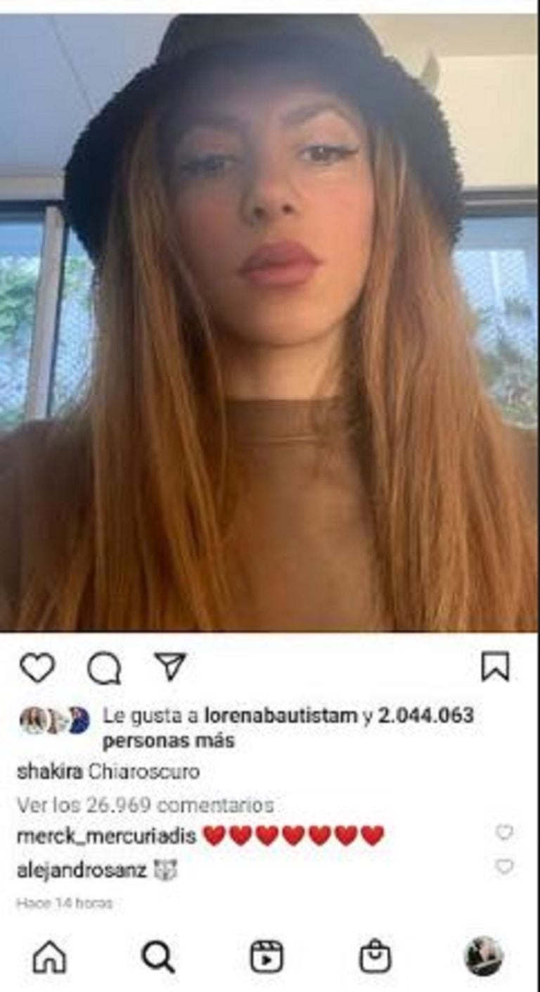 Alejandro Sanz comentó la última foto de Shakira