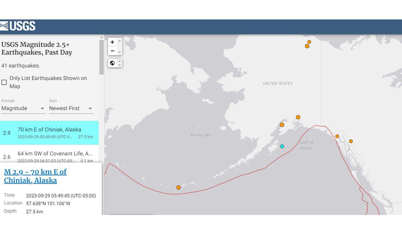 Así registró el USGS el sismo en Alaska el viernes 29 de septiembre de 2023