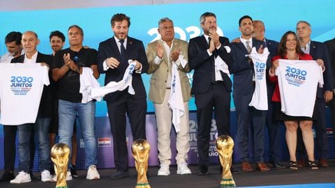 Alejandro Domínguez, presidente de Conmebol, en el lanzamiento oficial de la candidatura para el Mundial de 2030