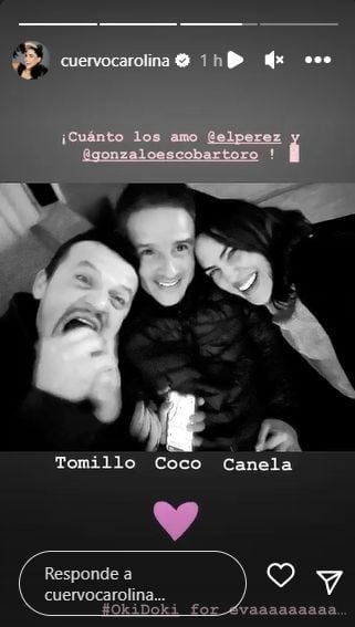 Jorge Pérez, Gonzalo Escobar y Carolina Cuervo juntos de nuevo. Foto: Instagram @cuervocarolina.